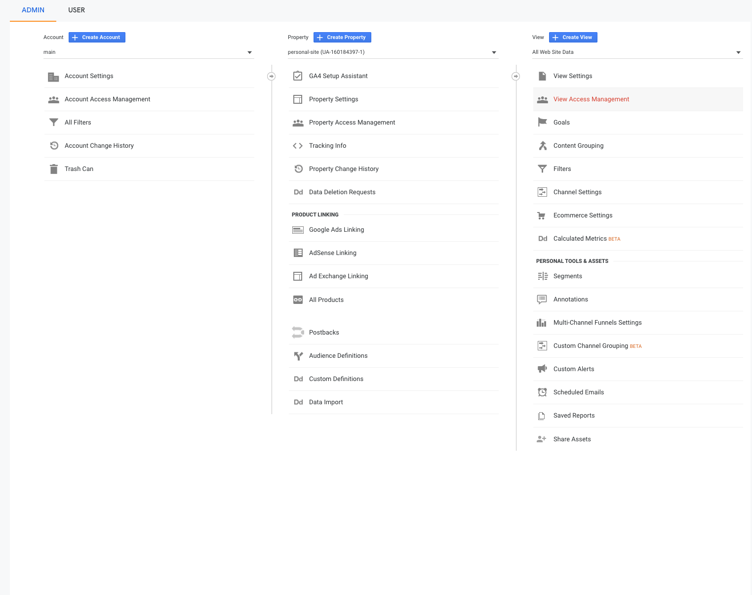 google analytics view access management